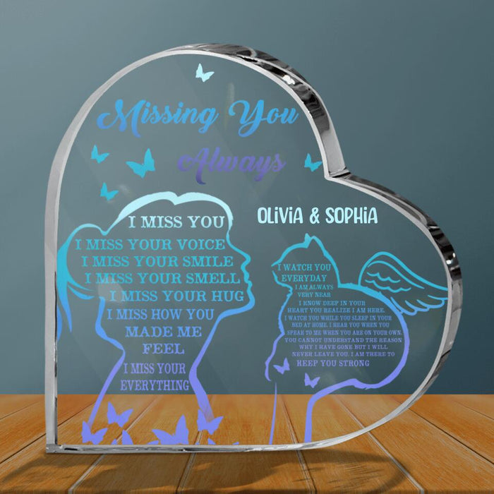 Custom Personalized Memorial Crystal Heart - Gift Idea For Cat Owner - Custom Name - Missing You Always