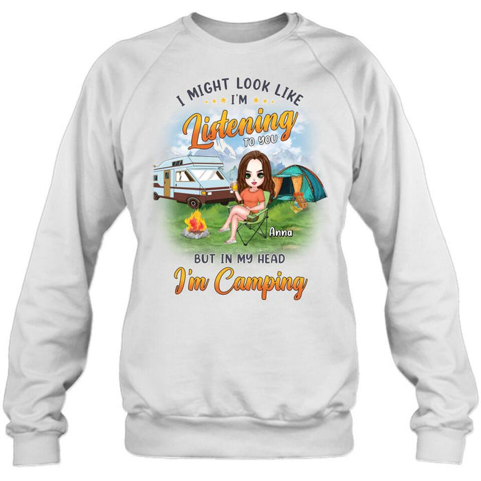 Custom Personalized Single Camping Shirt/ Hoodie - Gift Idea For Single/ Camping Lover - I Might Look Like I'm Listening To You But In My Heart I'm Camping