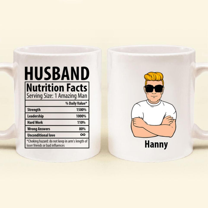 Custom Personalized Husband And Wife Nutrition Facts Coffee Mug - Gifts for Couples, Lovers - Happy Valentine's Day