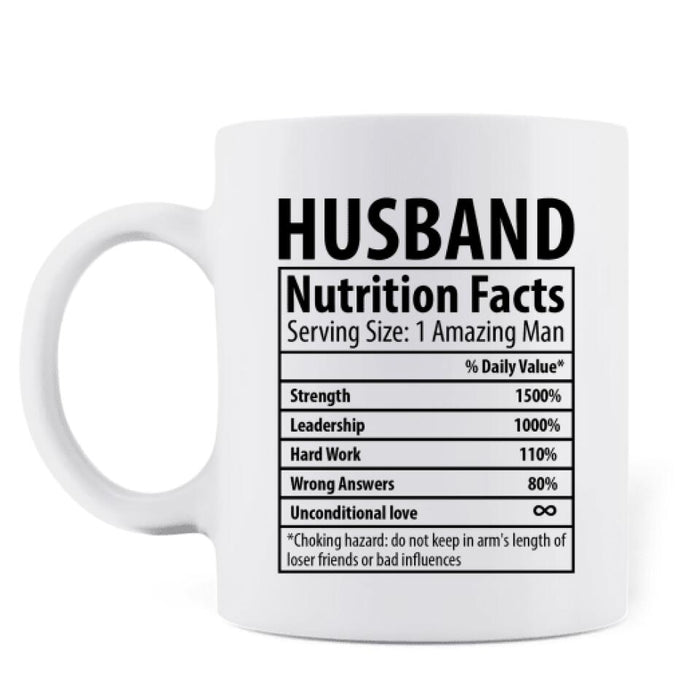 Custom Personalized Husband And Wife Nutrition Facts Coffee Mug - Gifts for Couples, Lovers - Happy Valentine's Day