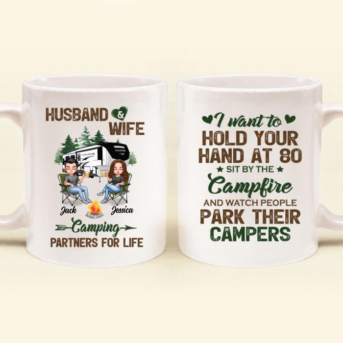 Custom Personalized Camping Couple Coffee Mug - Gift Idea For Couple/ Camping Lover - Husband And Wife Camping Partners For Life