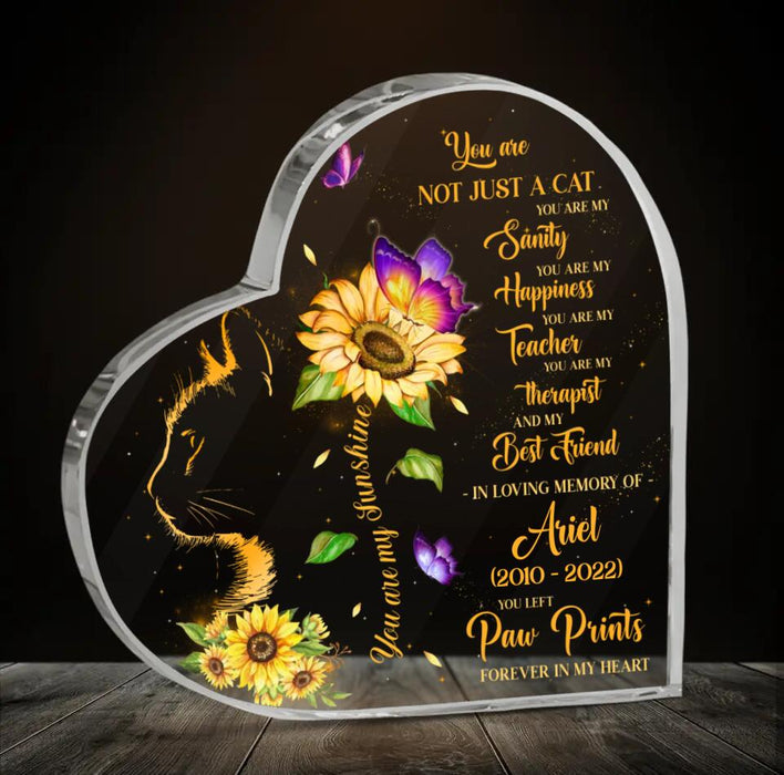 Custom Personalized Memorial Crystal Heart - Gift Idea For Cat Owner - You Are Not Just A Cat, You Are My Sanity