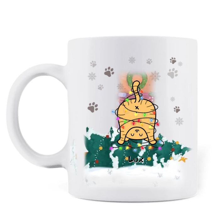 Custom Personalized Cat Butt Coffee Mug - Gift Idea For Christmas/ Cat Lover with up to 5 Cats - Dear Santa The Dog Did It