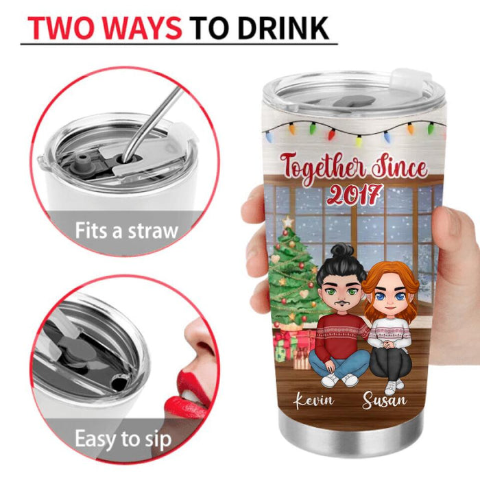 Custom Personalized Christmas Couple Tumbler - Christmas Gift Idea For Couple - Couples That Fart Together Stay Together