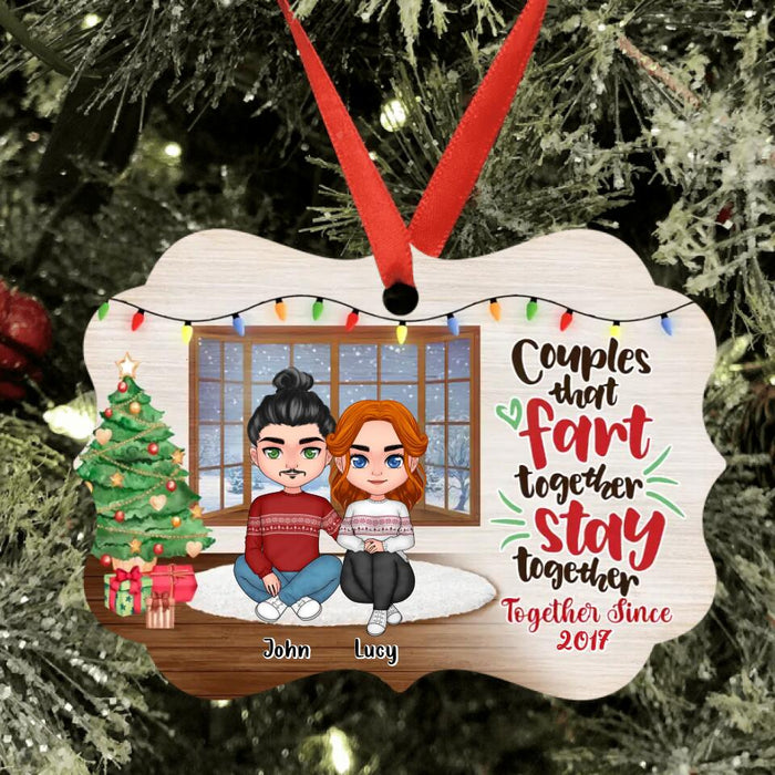 Custom Personalized Christmas Couple Ornament - Christmas Gift Idea For Couple - Couples That Fart Together Stay Together