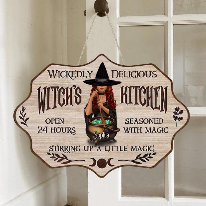 Custom Personalized Witch Wooden Sign - Gift Idea For Halloween - Wickedly Delicious Witch's Kitchen