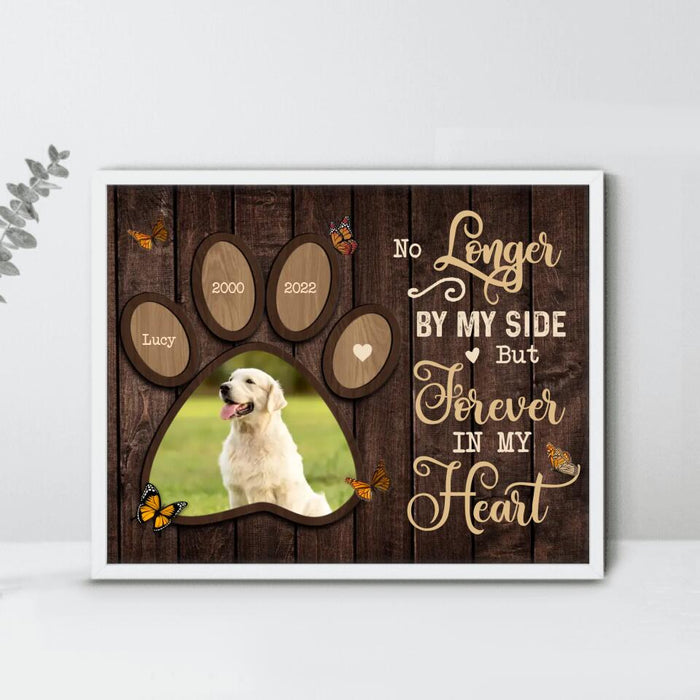 Custom Personalized Memorial Dog Poster - Upload Image - Memorial Gift Idea For Dog Lover - No Longer By My Side But Forever In My Heart