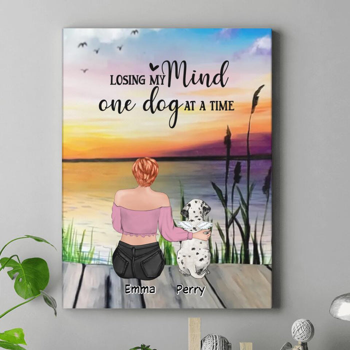 Custom Personalized Pet Mom/ Dad Vertical Canvas - Gift Idea For Pet Lover with up to 5 Cats/ Dogs - Losing My Mind One Dog At A Time