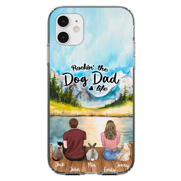 Custom Personalized Pet Couple Phone Case - Couple With Upto 3 Pets - Case For iPhone And Samsung