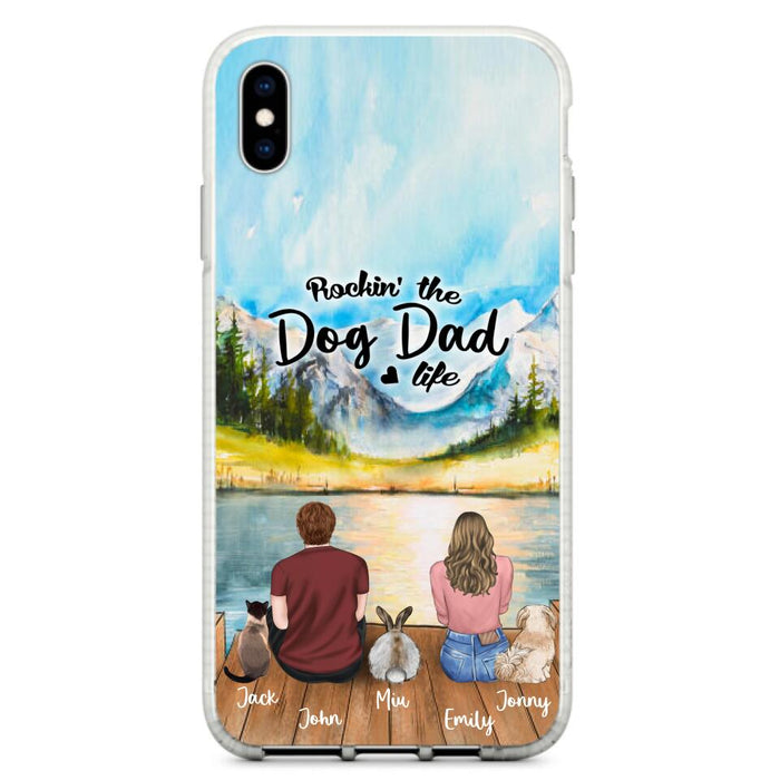 Custom Personalized Pet Couple Phone Case - Couple With Upto 3 Pets - Case For iPhone And Samsung