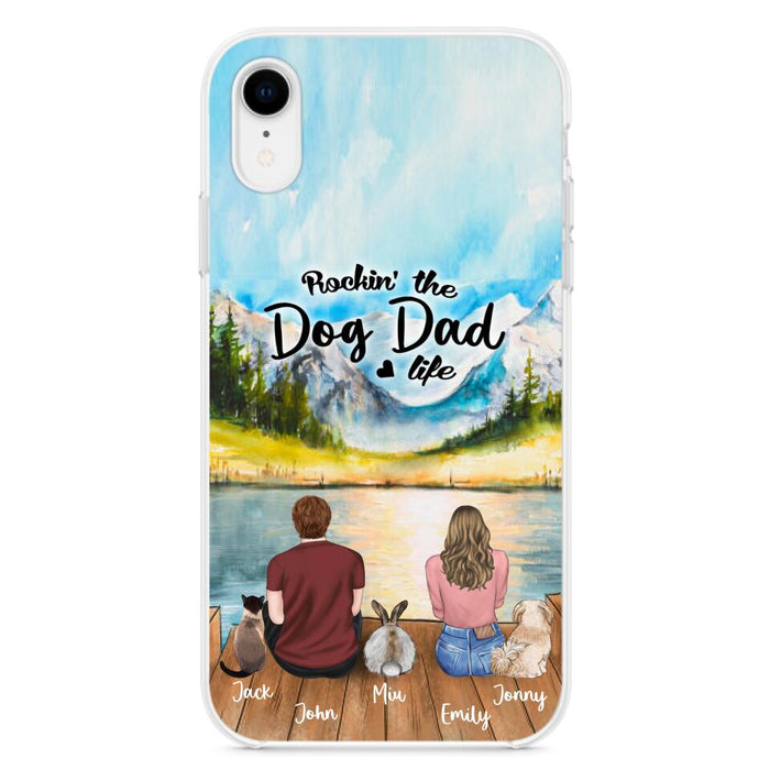 Custom Personalized Pet Couple Phone Case - Couple With Upto 3 Pets - Case For iPhone And Samsung