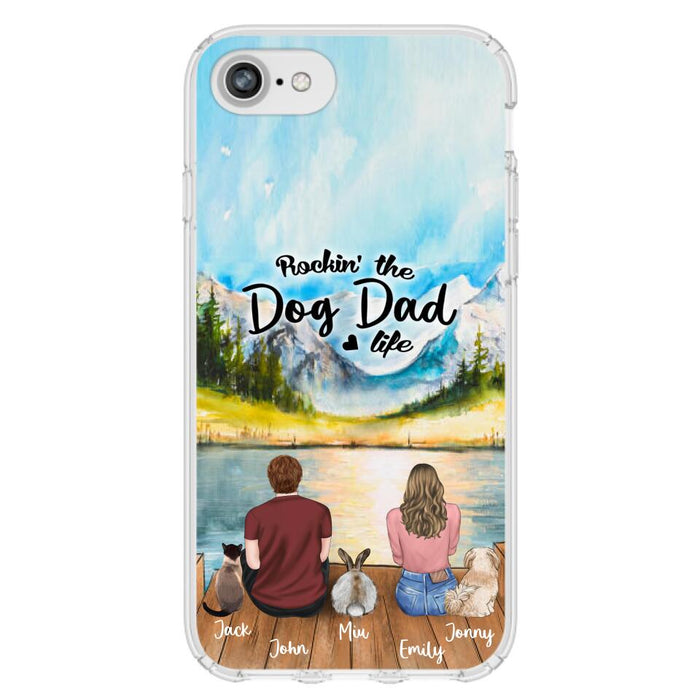 Custom Personalized Pet Couple Phone Case - Couple With Upto 3 Pets - Case For iPhone And Samsung