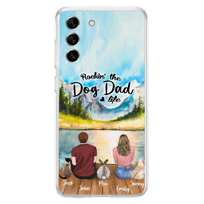 Custom Personalized Pet Couple Phone Case - Couple With Upto 3 Pets - Case For iPhone And Samsung