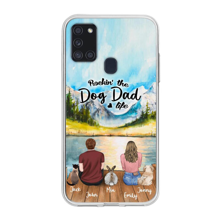 Custom Personalized Pet Couple Phone Case - Couple With Upto 3 Pets - Case For iPhone And Samsung