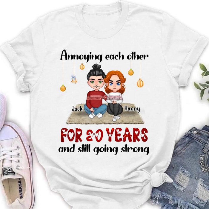 Custom Personalized Couple Christmas T-shirt/ Long Sleeve/Sweatshirt/Hoodie - Christmas Gift For Married Couples - Annoying Each Other For 20 Years And Still Going Strong