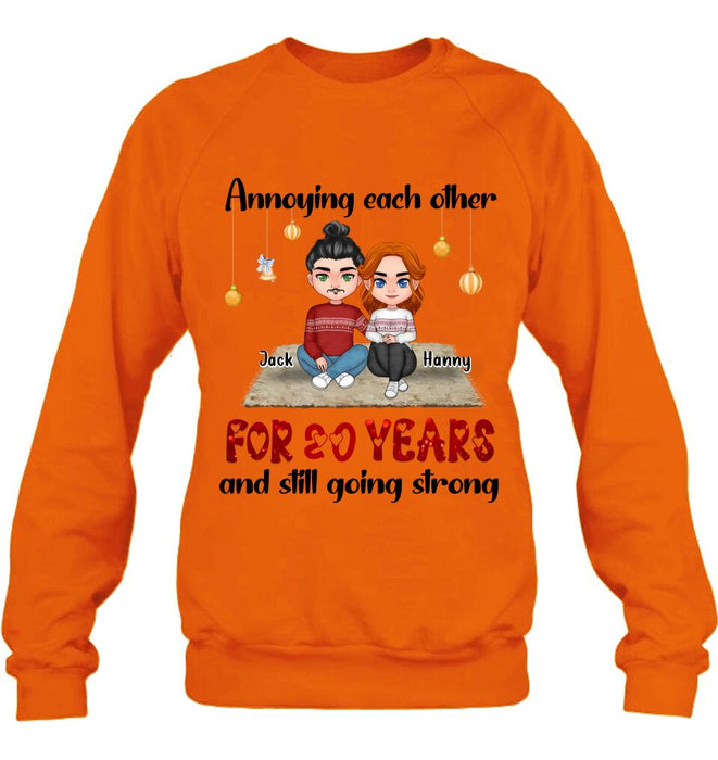 Custom Personalized Couple Christmas T-shirt/ Long Sleeve/Sweatshirt/Hoodie - Christmas Gift For Married Couples - Annoying Each Other For 20 Years And Still Going Strong