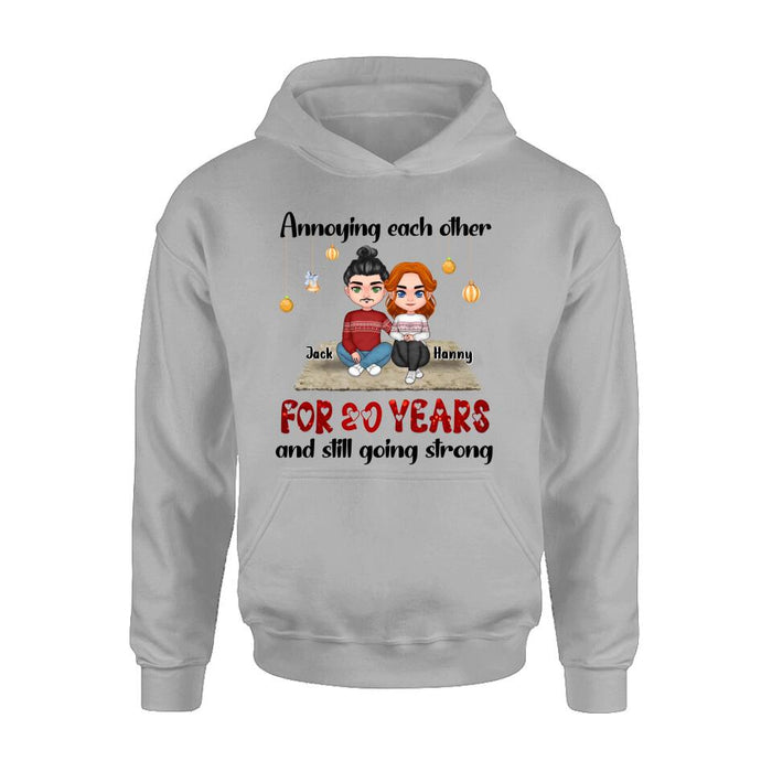 Custom Personalized Couple Christmas T-shirt/ Long Sleeve/Sweatshirt/Hoodie - Christmas Gift For Married Couples - Annoying Each Other For 20 Years And Still Going Strong