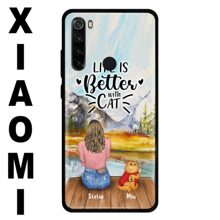 Custom Personalized Cat Mom Phone Case - Gifts For Cat Lovers With Upto 3 Cats - Home Is Where The Paws Are - I Love Mom - Case For iPhone, Samsung And Xiaomi