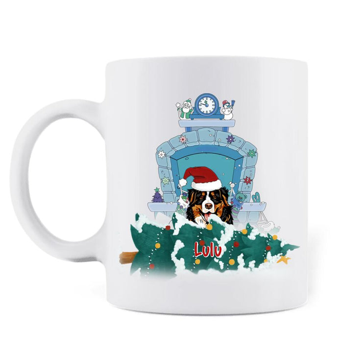 Custom Personalized Christmas Naughty Pets Coffee Mug - Upto 5 Dogs/ Cats - Christmas Gift For Dog/ Cat Lovers - We Knocked Down The Xmas Tree