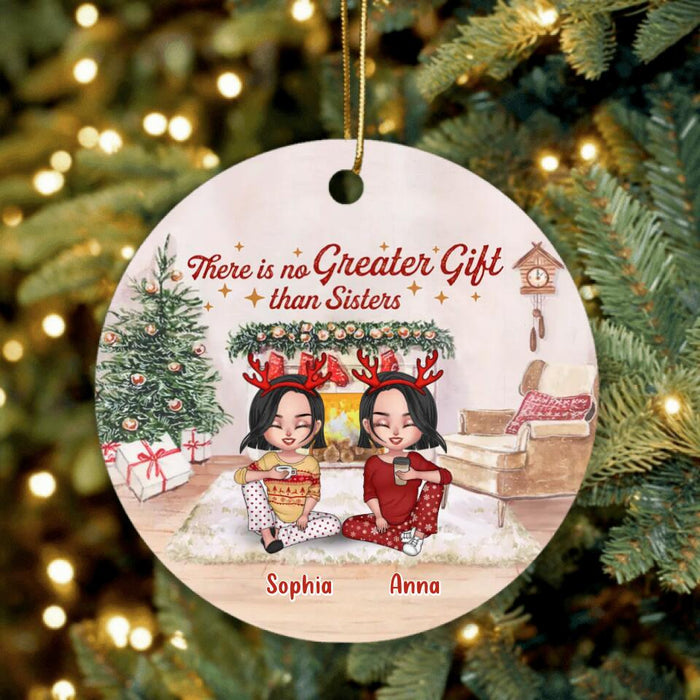 Custom Personalized Christmas Circle Ornament - Gift Idea For Christmas/ Sisters/ Brothers with up to 4 People - There Is No Greater Gift Than Sisters