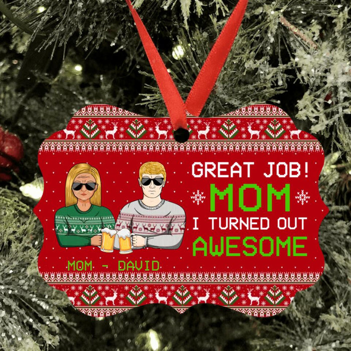 Personalized Christmas Mother & Daughter/Son Ornament - Christmas Gift For Mom From Children - Dear Mom Great Job We're Awesome