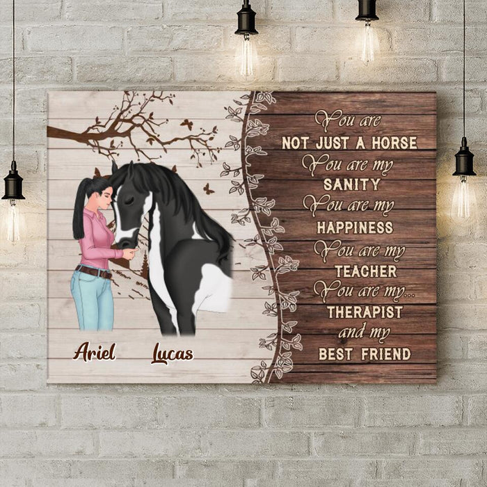 Custom Personalized Horse Girl Horizontal Canvas - Gift Idea For Horse Lovers - Up To 5 Horses - You Are Not Just A Horse, You Are My Sanity