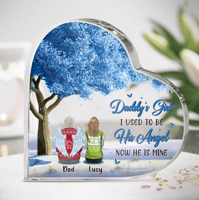 Custom Personalized Memorial Dad Crystal Heart - Memorial Gift Idea For The Loss Of Father - Daddy's Girl, I Used To Be His Angel. Now He Is Mine