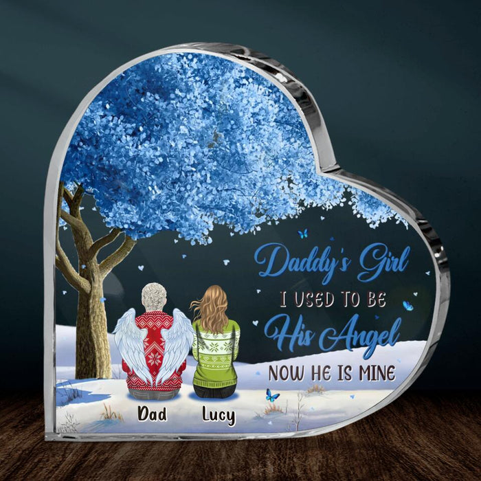 Custom Personalized Memorial Dad Crystal Heart - Memorial Gift Idea For The Loss Of Father - Daddy's Girl, I Used To Be His Angel. Now He Is Mine