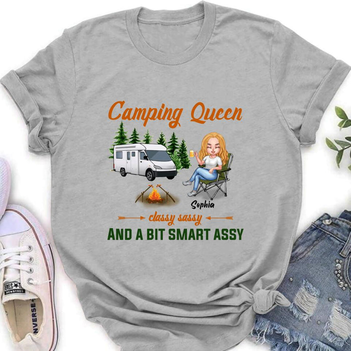 Custom Personalized Camping Queen Shirt/ Pullover Hoodie - Gift Idea For Camping Lover