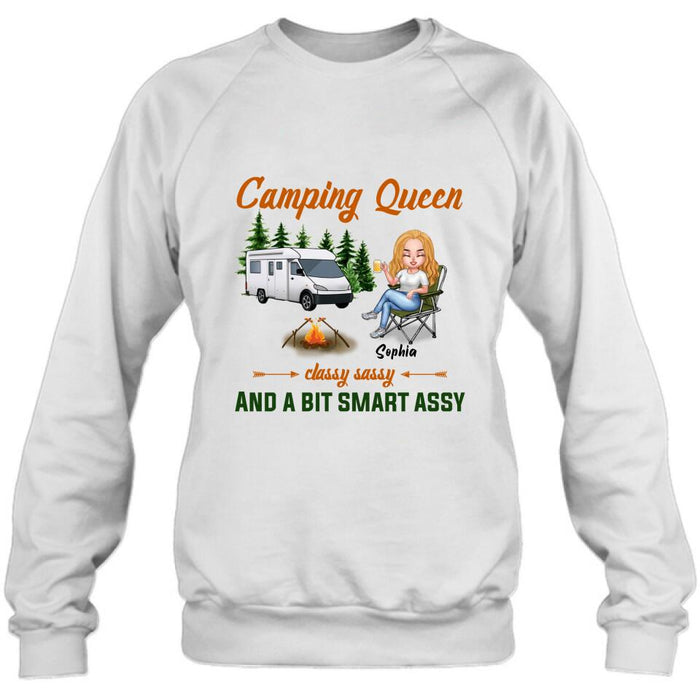 Custom Personalized Camping Queen Shirt/ Pullover Hoodie - Gift Idea For Camping Lover