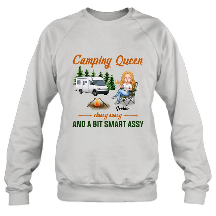 Custom Personalized Camping Queen Shirt/ Pullover Hoodie - Gift Idea For Camping Lover