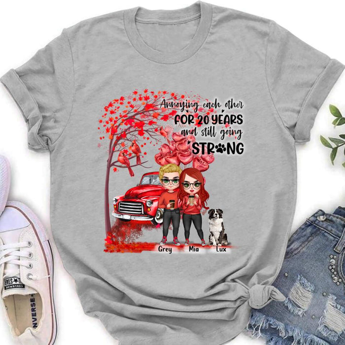 Custom Personalized Valentine Couple & Dog Shirt/ Pullover Hoodie - Valentine's Day Gift Idea For Couple - Annoying Each Other For 20 Years And Still Going Strong