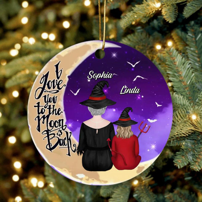 Custom Personalized Grandma Circle Ornament - Halloween Gift Idea For Grandma/Grandkid - I Love You To The Moon And Back