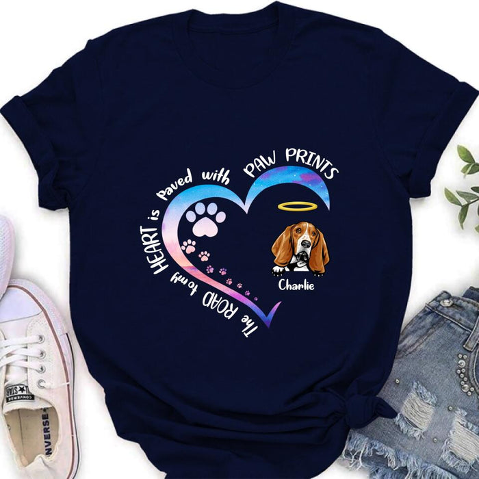 Personalized Dog Shirt/ Pullover Hoodie - Upto 3 Dogs -  Memorial Gift Idea For Dog Lover - The Road To My Heart Is Paved With Paw Prints