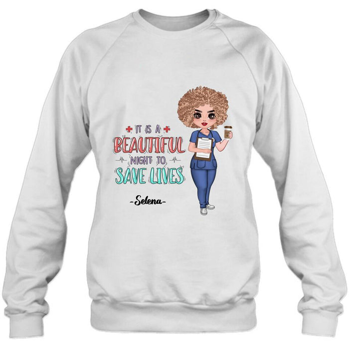 Personalized Nurse Shirt/Pullover Hoodie - Best Gift For Nurse - It's A Beautiful Night To Save Lives