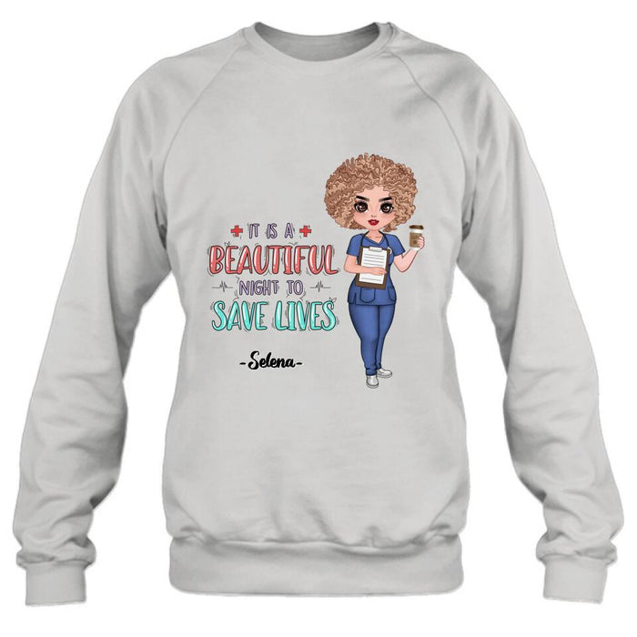 Personalized Nurse Shirt/Pullover Hoodie - Best Gift For Nurse - It's A Beautiful Night To Save Lives