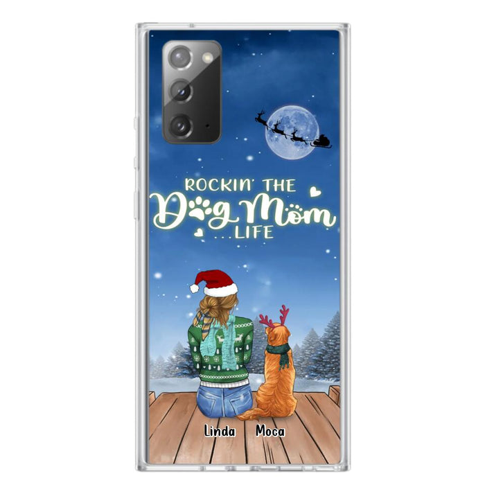 Custom Personalized Christmas Dog Mom Phone Case - Upto 5 Dogs - Gift Idea For Dog Lover/ Dog Mom - Rockin' The Dog Mom Life - Case For iPhone And Samsung