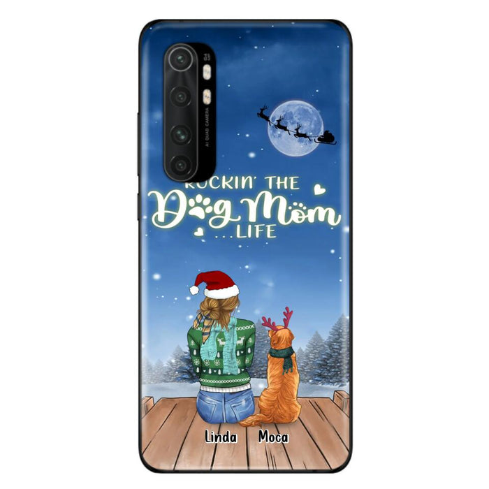 Custom Personalized Christmas Dog Mom Phone Case - Upto 5 Dogs - Gift Idea For Dog Lover/ Dog Mom - Rockin' The Dog Mom Life - Case For Xiaomi, Oppo And Huawei