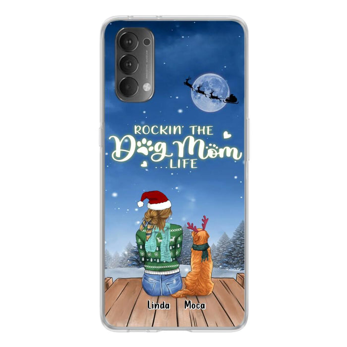 Custom Personalized Christmas Dog Mom Phone Case - Upto 5 Dogs - Gift Idea For Dog Lover/ Dog Mom - Rockin' The Dog Mom Life - Case For Xiaomi, Oppo And Huawei