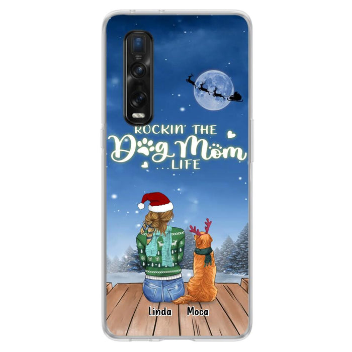 Custom Personalized Christmas Dog Mom Phone Case - Upto 5 Dogs - Gift Idea For Dog Lover/ Dog Mom - Rockin' The Dog Mom Life - Case For Xiaomi, Oppo And Huawei