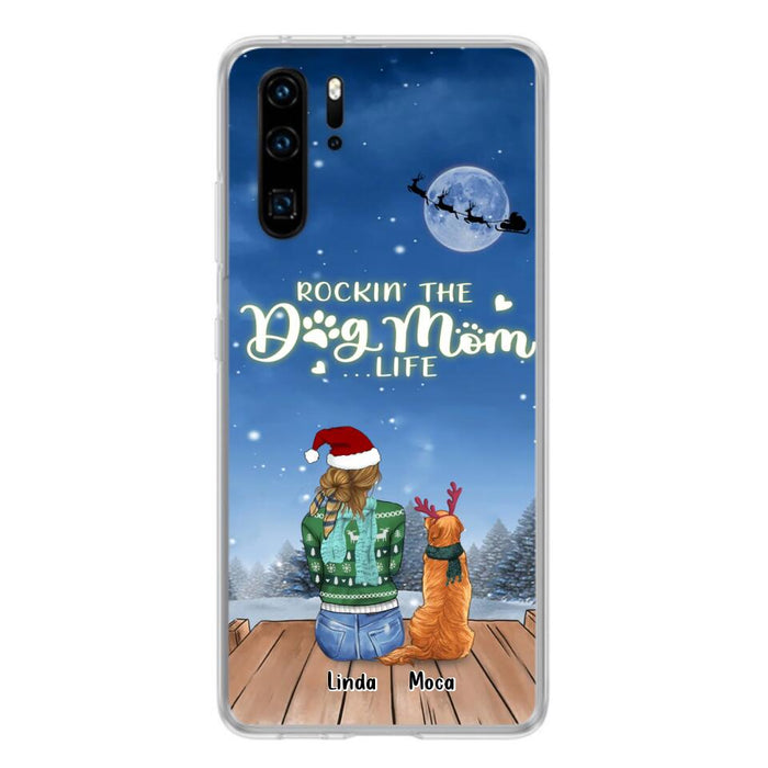 Custom Personalized Christmas Dog Mom Phone Case - Upto 5 Dogs - Gift Idea For Dog Lover/ Dog Mom - Rockin' The Dog Mom Life - Case For Xiaomi, Oppo And Huawei