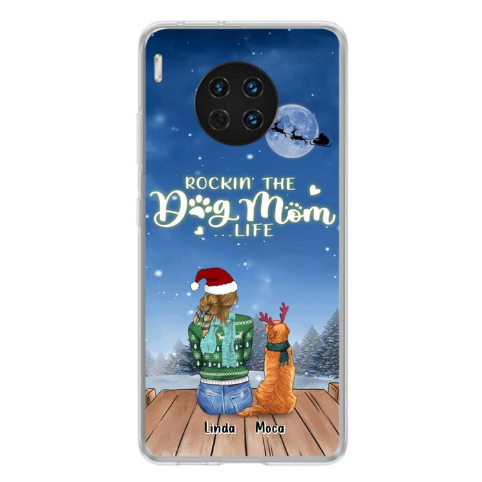 Custom Personalized Christmas Dog Mom Phone Case - Upto 5 Dogs - Gift Idea For Dog Lover/ Dog Mom - Rockin' The Dog Mom Life - Case For Xiaomi, Oppo And Huawei