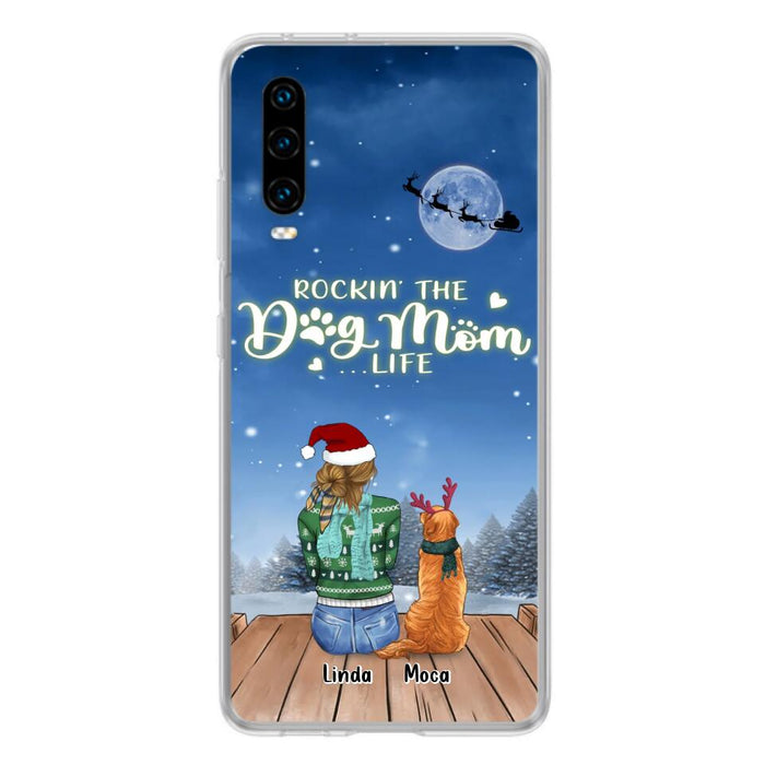 Custom Personalized Christmas Dog Mom Phone Case - Upto 5 Dogs - Gift Idea For Dog Lover/ Dog Mom - Rockin' The Dog Mom Life - Case For Xiaomi, Oppo And Huawei