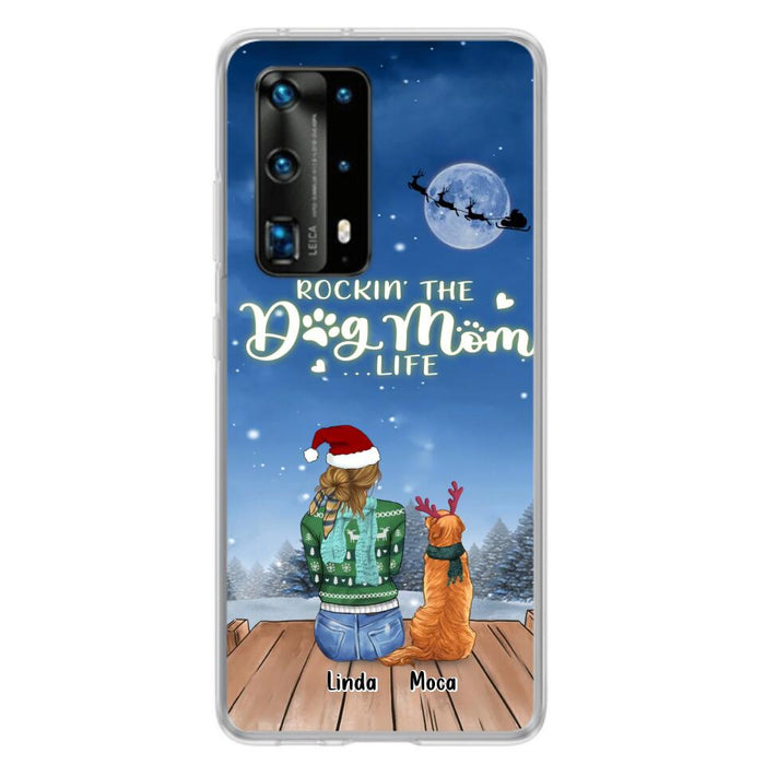 Custom Personalized Christmas Dog Mom Phone Case - Upto 5 Dogs - Gift Idea For Dog Lover/ Dog Mom - Rockin' The Dog Mom Life - Case For Xiaomi, Oppo And Huawei