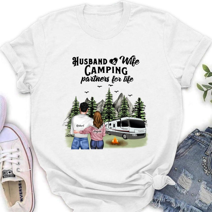 Custom Personalized Camping T-shirt/Hoodie/Sleeve - Gift for Couples, Camping Lovers - Husband and Wife Camping Partners For Life