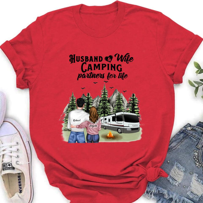 Custom Personalized Camping T-shirt/Hoodie/Sleeve - Gift for Couples, Camping Lovers - Husband and Wife Camping Partners For Life