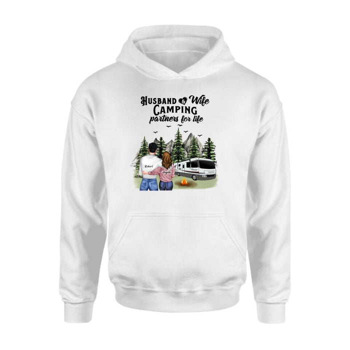 Custom Personalized Camping T-shirt/Hoodie/Sleeve - Gift for Couples, Camping Lovers - Husband and Wife Camping Partners For Life