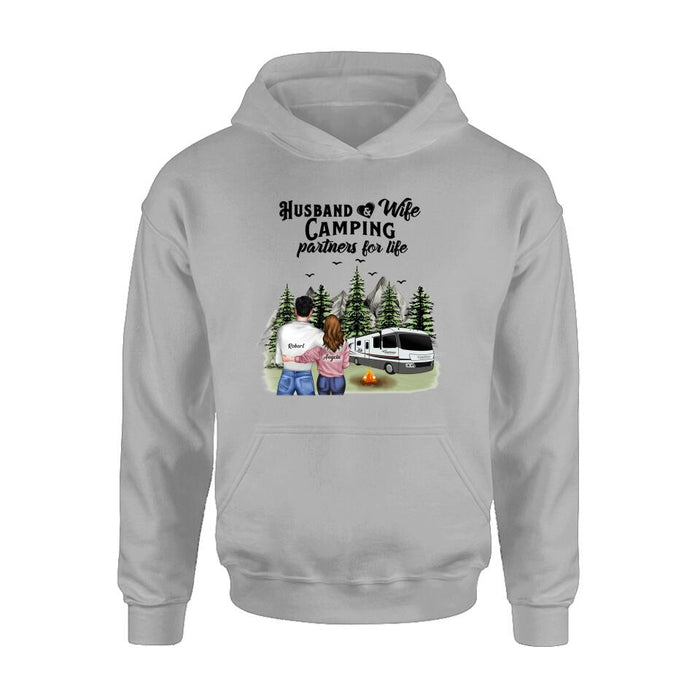 Custom Personalized Camping T-shirt/Hoodie/Sleeve - Gift for Couples, Camping Lovers - Husband and Wife Camping Partners For Life