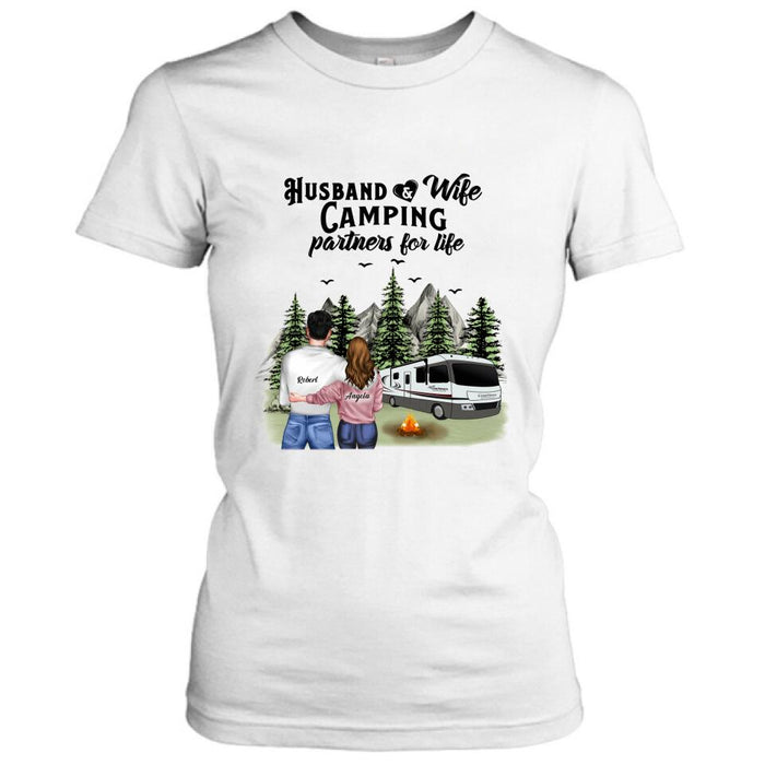 Custom Personalized Camping T-shirt/Hoodie/Sleeve - Gift for Couples, Camping Lovers - Husband and Wife Camping Partners For Life