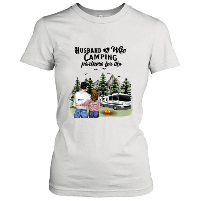 Custom Personalized Camping T-shirt/Hoodie/Sleeve - Gift for Couples, Camping Lovers - Husband and Wife Camping Partners For Life